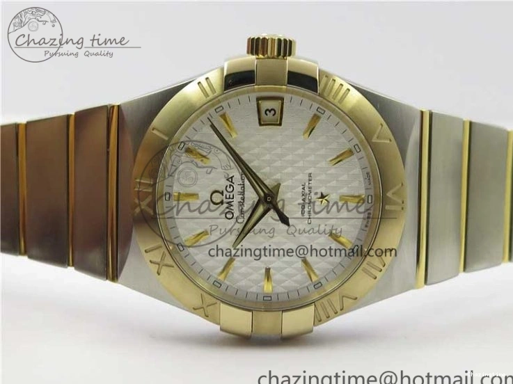 0303 Constellation 38mm SS YG VSF 1:1 Best Edition White Textured Dial on SS YG Bracelet A8500 Super Clone Upgraded 7922